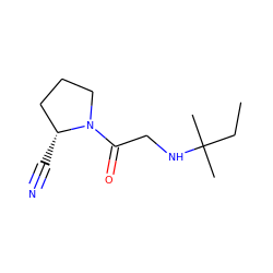 CCC(C)(C)NCC(=O)N1CCC[C@H]1C#N ZINC000013522908