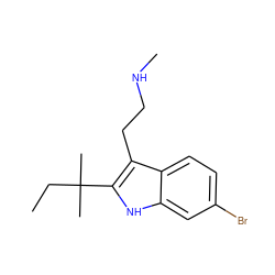 CCC(C)(C)c1[nH]c2cc(Br)ccc2c1CCNC ZINC000072127579