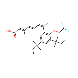 CCC(C)(C)c1cc(/C(C)=C\C=C\C(C)=C\C(=O)O)c(OCC(F)F)c(C(C)(C)CC)c1 ZINC000013522274