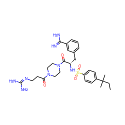 CCC(C)(C)c1ccc(S(=O)(=O)N[C@@H](Cc2cccc(C(=N)N)c2)C(=O)N2CCN(C(=O)CCN=C(N)N)CC2)cc1 ZINC000034689219