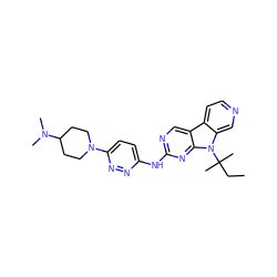 CCC(C)(C)n1c2cnccc2c2cnc(Nc3ccc(N4CCC(N(C)C)CC4)nn3)nc21 ZINC000117684600