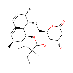 CCC(C)(CC)C(=O)O[C@H]1C[C@@H](C)C=C2C=C[C@H](C)[C@H](CC[C@@H]3C[C@@H](O)CC(=O)O3)[C@H]21 ZINC000027895255