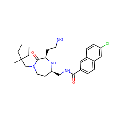 CCC(C)(CC)CN1CC[C@H](CNC(=O)c2ccc3cc(Cl)ccc3c2)N[C@H](CCN)C1=O ZINC000206897004