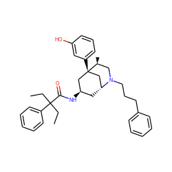 CCC(CC)(C(=O)N[C@@H]1C[C@@H]2C[C@](c3cccc(O)c3)(C1)[C@@H](C)CN2CCCc1ccccc1)c1ccccc1 ZINC000038147762