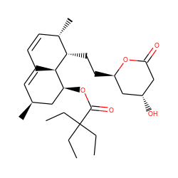 CCC(CC)(CC)C(=O)O[C@H]1C[C@@H](C)C=C2C=C[C@H](C)[C@H](CC[C@@H]3C[C@@H](O)CC(=O)O3)[C@H]21 ZINC000027899036