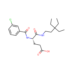 CCC(CC)(CC)CCNC(=O)[C@H](CCC(=O)O)NC(=O)c1cccc(Cl)c1 ZINC000003796768