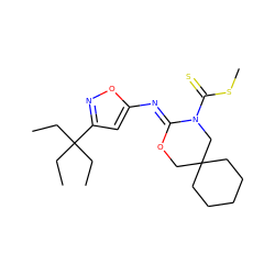 CCC(CC)(CC)c1cc(/N=C2\OCC3(CCCCC3)CN2C(=S)SC)on1 ZINC000040413813