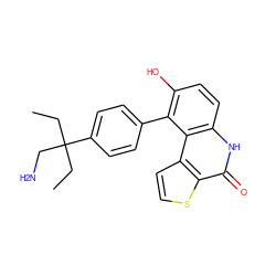 CCC(CC)(CN)c1ccc(-c2c(O)ccc3[nH]c(=O)c4sccc4c23)cc1 ZINC000167131384