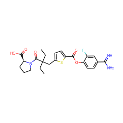 CCC(CC)(Cc1ccc(C(=O)Oc2ccc(C(=N)N)cc2F)s1)C(=O)N1CCC[C@H]1C(=O)O ZINC000261153441