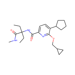 CCC(CC)(NC(=O)c1ccc(C2CCCC2)c(OCC2CC2)n1)C(=O)NC ZINC000206691330