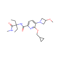 CCC(CC)(NC(=O)c1ccc(N2CC(OC)C2)c(OCC2CC2)n1)C(=O)NC ZINC000473166074