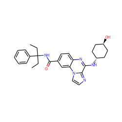 CCC(CC)(NC(=O)c1ccc2nc(N[C@H]3CC[C@H](O)CC3)c3nccn3c2c1)c1ccccc1 ZINC000299845224