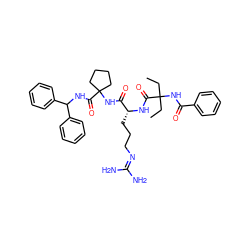 CCC(CC)(NC(=O)c1ccccc1)C(=O)N[C@H](CCCN=C(N)N)C(=O)NC1(C(=O)NC(c2ccccc2)c2ccccc2)CCCC1 ZINC000199096541