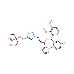 CCC(CC)(OCc1cn(CC[C@H]2O[C@H](c3cccc(OC)c3OC)c3cc(Cl)ccc3-n3cccc32)nn1)C(=O)O ZINC000084703793