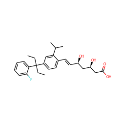 CCC(CC)(c1ccc(/C=C/[C@@H](O)C[C@@H](O)CC(=O)O)c(C(C)C)c1)c1ccccc1F ZINC000043025063