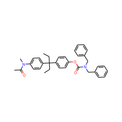 CCC(CC)(c1ccc(OC(=O)N(Cc2ccccc2)Cc2ccccc2)cc1)c1ccc(N(C)C(C)=O)cc1 ZINC000028950202