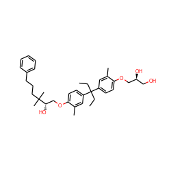 CCC(CC)(c1ccc(OC[C@@H](O)CO)c(C)c1)c1ccc(OC[C@H](O)C(C)(C)CCCc2ccccc2)c(C)c1 ZINC000064504070