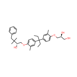 CCC(CC)(c1ccc(OC[C@@H](O)CO)c(C)c1)c1ccc(OC[C@H](O)C(C)(C)Cc2ccccc2)c(C)c1 ZINC000064528451