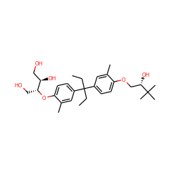 CCC(CC)(c1ccc(OC[C@H](O)C(C)(C)C)c(C)c1)c1ccc(O[C@H](CO)[C@H](O)CO)c(C)c1 ZINC000072125121