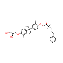 CCC(CC)(c1ccc(OCC(=O)C(C)(C)CCCc2ccccc2)c(C)c1)c1ccc(OC[C@@H](O)CO)c(C)c1 ZINC000064512502