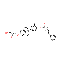 CCC(CC)(c1ccc(OCC(=O)C(C)(C)CCc2ccccc2)c(C)c1)c1ccc(OC[C@@H](O)CO)c(C)c1 ZINC000064513793