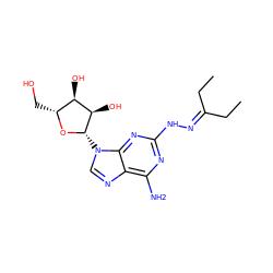 CCC(CC)=NNc1nc(N)c2ncn([C@@H]3O[C@H](CO)[C@@H](O)[C@H]3O)c2n1 ZINC000012405483