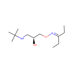 CCC(CC)=NOC[C@@H](O)CNC(C)(C)C ZINC000029347448