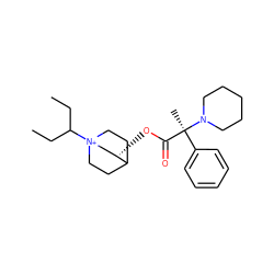 CCC(CC)[N+]12CCC(CC1)[C@@H](OC(=O)[C@](C)(c1ccccc1)N1CCCCC1)C2 ZINC000073160017