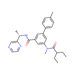 CCC(CC)C(=O)N(C)c1cc(C(=O)N[C@@H](C)c2cnccn2)cc(-c2ccc(C)cc2)c1 ZINC000143627314