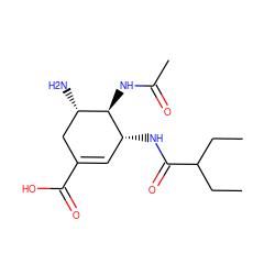 CCC(CC)C(=O)N[C@@H]1C=C(C(=O)O)C[C@H](N)[C@H]1NC(C)=O ZINC000014944915