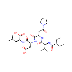 CCC(CC)C(=O)N[C@H](C(=O)N[C@@H](CC(=O)N1CCCC1)C(=O)N[C@@H](CC(=O)O)C(=O)N[C@@H](CC(C)C)C(=O)O)C(C)C ZINC000026277393
