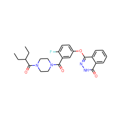 CCC(CC)C(=O)N1CCN(C(=O)c2cc(Oc3n[nH]c(=O)c4ccccc34)ccc2F)CC1 ZINC000205792482