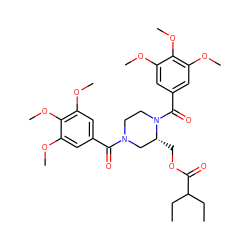 CCC(CC)C(=O)OC[C@@H]1CN(C(=O)c2cc(OC)c(OC)c(OC)c2)CCN1C(=O)c1cc(OC)c(OC)c(OC)c1 ZINC000003914859