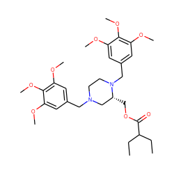 CCC(CC)C(=O)OC[C@@H]1CN(Cc2cc(OC)c(OC)c(OC)c2)CCN1Cc1cc(OC)c(OC)c(OC)c1 ZINC000025963021