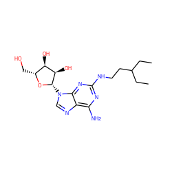 CCC(CC)CCNc1nc(N)c2ncn([C@@H]3O[C@H](CO)[C@@H](O)[C@H]3O)c2n1 ZINC000013823929