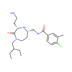 CCC(CC)CN1CC[C@@H](CNC(=O)c2ccc(Cl)c(C)c2)N[C@@H](CCN)C1=O ZINC000118676944