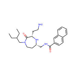 CCC(CC)CN1CC[C@@H](CNC(=O)c2ccc3ccccc3c2)N[C@@H](CCN)C1=O ZINC000118686673