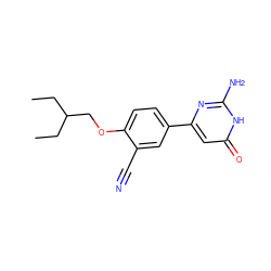 CCC(CC)COc1ccc(-c2cc(=O)[nH]c(N)n2)cc1C#N ZINC000095583673