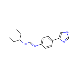 CCC(CC)N/C=N/c1ccc(-c2c[nH]cn2)cc1 ZINC000013822063