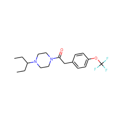 CCC(CC)N1CCN(C(=O)Cc2ccc(OC(F)(F)F)cc2)CC1 ZINC000013561121