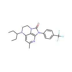 CCC(CC)N1CCn2c(=O)n(-c3ccc(C(F)(F)F)cc3)c3nc(C)cc1c32 ZINC000013652933