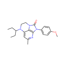 CCC(CC)N1CCn2c(=O)n(-c3ccc(OC)cc3)c3nc(C)cc1c32 ZINC000013652929