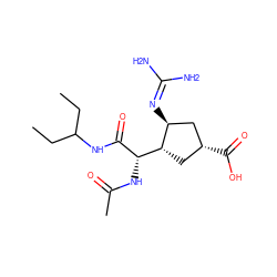 CCC(CC)NC(=O)[C@@H](NC(C)=O)[C@H]1C[C@@H](C(=O)O)C[C@@H]1N=C(N)N ZINC000013560196