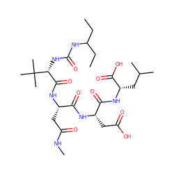 CCC(CC)NC(=O)N[C@H](C(=O)N[C@@H](CC(=O)NC)C(=O)N[C@@H](CC(=O)O)C(=O)N[C@@H](CC(C)C)C(=O)O)C(C)(C)C ZINC000026289893