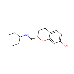 CCC(CC)NC[C@@H]1CCc2ccc(O)cc2O1 ZINC000013775951