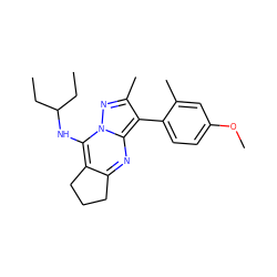 CCC(CC)Nc1c2c(nc3c(-c4ccc(OC)cc4C)c(C)nn13)CCC2 ZINC000072113231