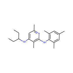 CCC(CC)Nc1cc(C)nc(Nc2c(C)cc(C)cc2C)c1C ZINC000014975042