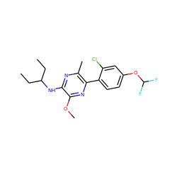 CCC(CC)Nc1nc(C)c(-c2ccc(OC(F)F)cc2Cl)nc1OC ZINC000072177404