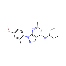 CCC(CC)Nc1nc(C)nc2c1cnn2-c1ccc(OC)cc1C ZINC000045301169