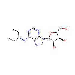 CCC(CC)Nc1ncnc2c1ncn2[C@@H]1O[C@H](CO)[C@@H](O)[C@H]1O ZINC000034492435